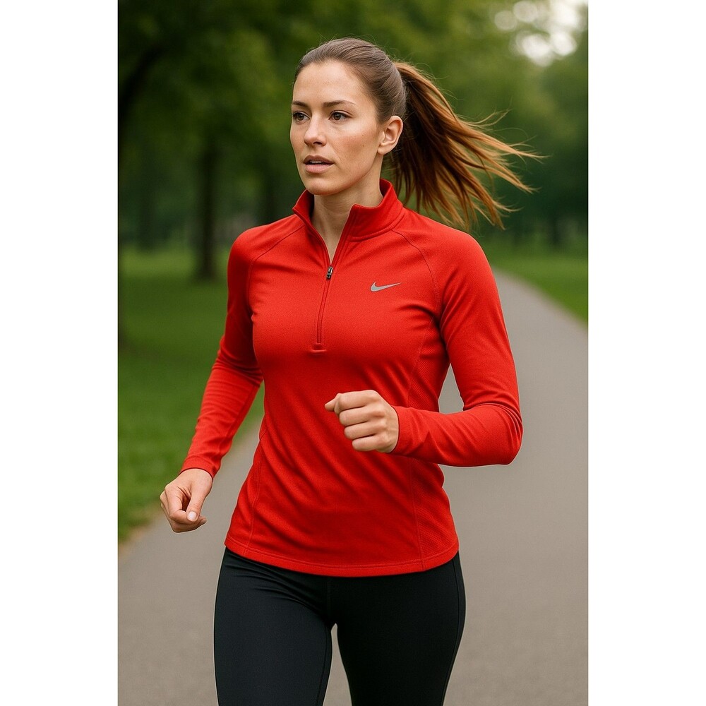 Nike Element 1/4 Zip Dri-Fit Running Pullover SZ L Bright Crimson - Athletic